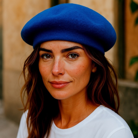 Peacock Blue Wool Beret - Picture 1 of 2